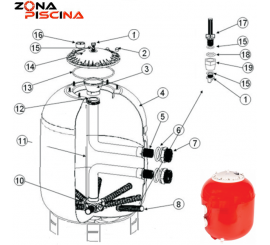 Repuestos para filtro de piscina modelo Crono Helios