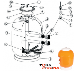 Repuestos para filtro de piscina modelo Urano Helios