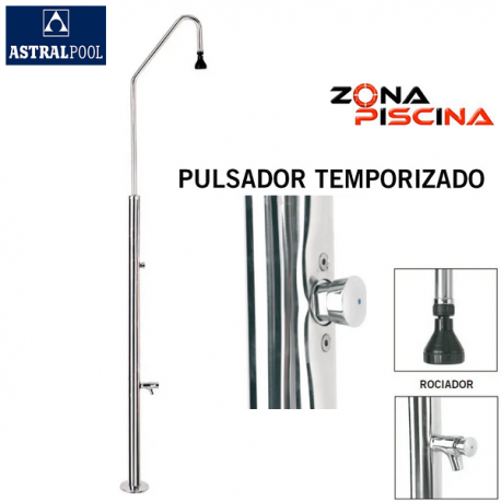 Ducha piscina con grifo lavapies con pulsador temporizado astralpool